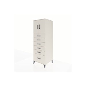 Kronos Dolap Tek Raflı 6 Çekmeceli 2 Kapaklı 60x59x182 Aytaşı-aytaşı