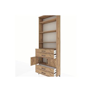 Arges Dolap 5 Raflı 4 Çekmeceli 2 Kapaklı 88x30x243 Çam-çam