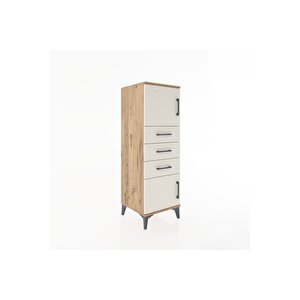 Hyperion Dolap Tek Raflı 3 Çekmeceli 2 Kapaklı 44x44x134 Çam-aytaşı