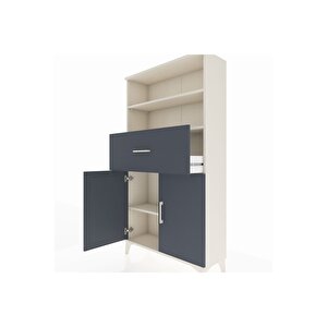 Arges Dolap 3 Raflı Tek Çekmeceli 2 Kapaklı 88x30x163 Aytaşı-antrasit