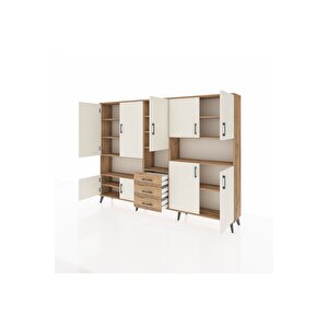 Arges Dolap 13 Raflı 3 Çekmeceli 9 Kapaklı 220x30x163 Çam-aytaşı/çam