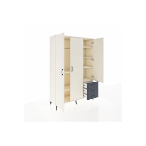 Hyperion Dolap 6 Raflı 3 Çekmeceli Tek Askılı 132x44x195 Aytaşı-aytaşı/antrasit