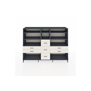 Hyperion Dolap 8 Raflı 7 Çekmeceli  220x44x163 Antrasit-antrasit/aytaşı