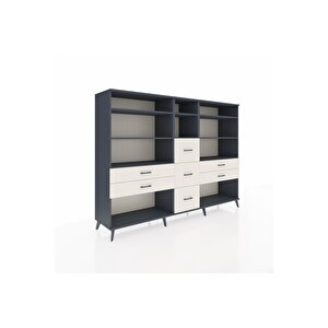 Hyperion Dolap 8 Raflı 7 Çekmeceli  220x44x163 Antrasit-antrasit/aytaşı