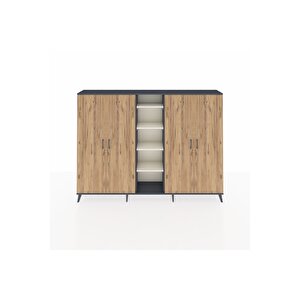 Arges Dolap 12 Raflı 4 Kapaklı 220x30x163 Antrasit-çam/aytaşı