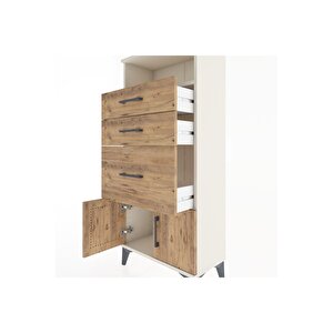 Hyperion Dolap Tek Raflı 3 Çekmeceli 2 Kapaklı 60x44x134 Aytaşı-çam