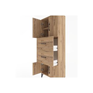 Arges Dolap 2 Raflı 2 Çekmeceli 4 Kapaklı 60x30x163 Çam-çam