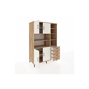 Kronos Dolap 9 Raflı 4 Çekmeceli 4 Kapaklı 132x59x195 Çam-aytaşı/çam