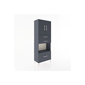 Arges Dolap 3 Raflı 3 Çekmeceli 2 Kapaklı 60x30x163 Antrasit-antrasit