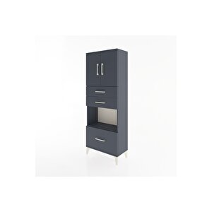 Arges Dolap 3 Raflı 3 Çekmeceli 2 Kapaklı 60x30x163 Antrasit-antrasit