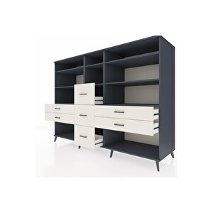 Kronos Dolap 8 Raflı 7 Çekmeceli  220x59x163 Antrasit-antrasit/aytaşı