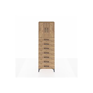 Arges Dolap 2 Raflı 7 Çekmeceli 2 Kapaklı 60x30x182 Çam-çam