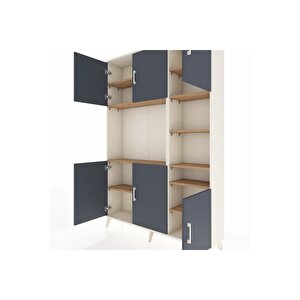 Arges Dolap 10 Raflı 6 Kapaklı 132x30x195 Aytaşı-antrasit/çam