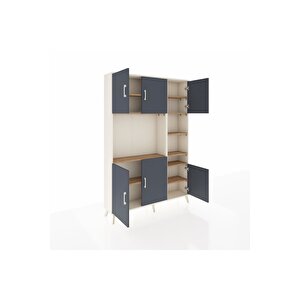 Arges Dolap 10 Raflı 6 Kapaklı 132x30x195 Aytaşı-antrasit/çam