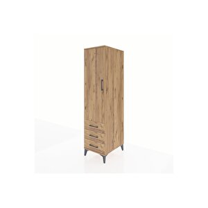 Kronos Dolap Tek Raflı 3 Çekmeceli Tek Askılı 44x59x182 Çam-çam