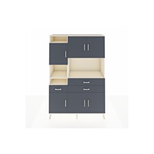 Hyperion Gardrop 9 Raflı 3 Çekmeceli 6 Kapaklı 132x44x195 Aytaşı-antrasit