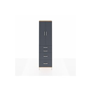 Arges Dolap 3 Raflı 4 Çekmeceli 2 Kapaklı 60x30x221 Çam-antrasit