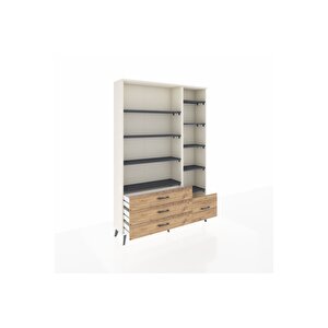 Arges Dolap 9 Raflı 4 Çekmeceli  132x30x195 Aytaşı-antrasit/çam