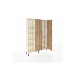 Arges Dolap 6 Raflı 4 Kapaklı Tek Askılı 132x30x195 Aytaşı-çam/aytaşı