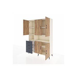 Hyperion Dolap 7 Raflı 4 Çekmeceli 5 Kapaklı 132x44x195 Aytaşı-çam/antrasit