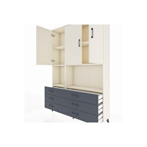 Arges Dolap 6 Raflı 6 Çekmeceli 3 Kapaklı 132x30x195 Aytaşı-aytaşı/antrasit