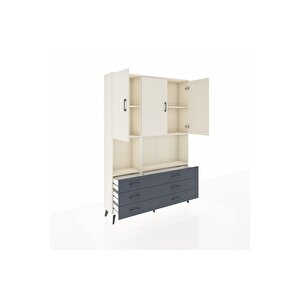 Arges Dolap 6 Raflı 6 Çekmeceli 3 Kapaklı 132x30x195 Aytaşı-aytaşı/antrasit