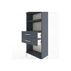 Hyperion Dolap 2 Raflı 2 Çekmeceli 60x44x134 Antrasit-antrasit