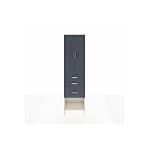 Arges Dolap 2 Raflı 3 Çekmeceli Tek Askılı 60x30x221 Aytaşı-antrasit