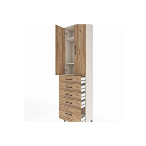 Arges Dolap 3 Raflı 5 Çekmeceli 2 Kapaklı 60x30x221 Aytaşı-çam