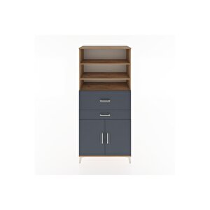 Hyperion Dolap 4 Raflı 2 Çekmeceli 2 Kapaklı 88x44x195 Çam-antrasit