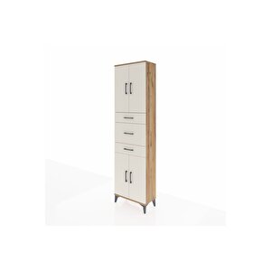 Arges Dolap 3 Raflı 3 Çekmeceli 4 Kapaklı 60x30x221 Çam-aytaşı