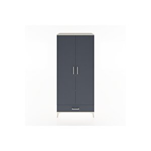 Hyperion Dolap 3 Raflı Tek Çekmeceli Tek Askılı 88x44x195 Aytaşı-antrasit