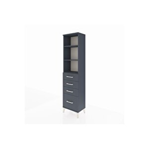 Arges Dolap 3 Raflı 4 Çekmeceli 44x30x182 Antrasit-antrasit