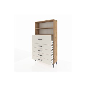 Arges Dolap 2 Raflı 5 Çekmeceli 88x30x163 Çam-aytaşı
