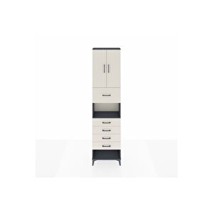 Arges Dolap 3 Raflı 5 Çekmeceli 2 Kapaklı 60x30x243 Antrasit-aytaşı