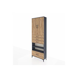 Arges Dolap 5 Raflı 4 Çekmeceli 2 Kapaklı 88x30x243 Antrasit-çam