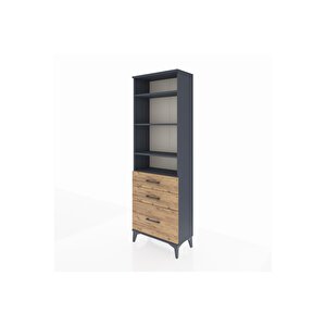 Arges Dolap 4 Raflı 3 Çekmeceli 60x30x182 Antrasit-çam