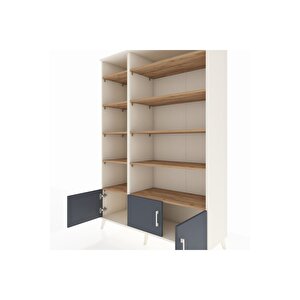 Hyperion Dolap 10 Raflı 3 Kapaklı 132x44x195 Aytaşı-antrasit/çam