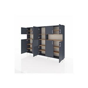 Arges Dolap 14 Raflı 10 Kapaklı 220x30x163 Antrasit-antrasit/çam