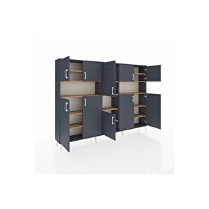 Arges Dolap 14 Raflı 10 Kapaklı 220x30x163 Antrasit-antrasit/çam