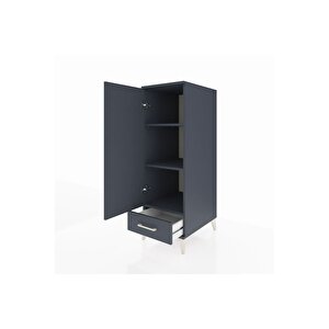 Kronos Dolap 3 Raflı Tek Çekmeceli Tek Kapaklı 44x59x134 Antrasit-antrasit