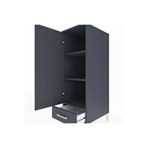 Kronos Dolap 3 Raflı Tek Çekmeceli Tek Kapaklı 44x59x134 Antrasit-antrasit
