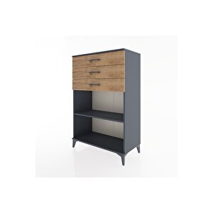 Hyperion Dolap Tek Raflı 3 Çekmeceli 88x44x134 Antrasit-çam