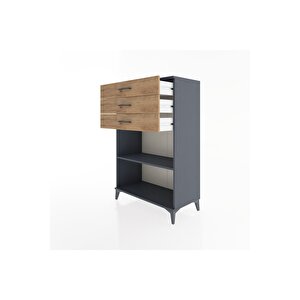 Hyperion Dolap Tek Raflı 3 Çekmeceli 88x44x134 Antrasit-çam