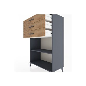 Hyperion Dolap Tek Raflı 3 Çekmeceli 88x44x134 Antrasit-çam