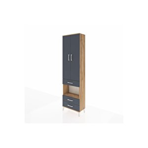 Arges Dolap 3 Raflı 3 Çekmeceli Tek Askılı 60x30x221 Çam-antrasit