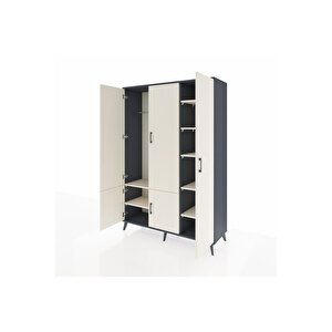 Hyperion Gardrop 7 Raflı 5 Kapaklı Tek Askılı 132x44x195 Antrasit-aytaşı