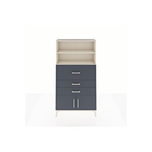 Arges Dolap 2 Raflı 3 Çekmeceli 2 Kapaklı 88x30x163 Aytaşı-antrasit