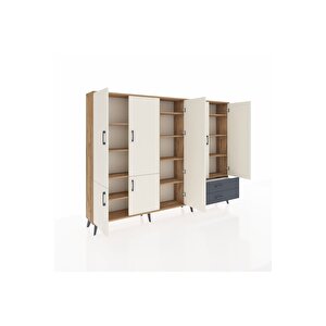 Arges Dolap 12 Raflı 2 Çekmeceli 7 Kapaklı 220x30x163 Çam-aytaşı/antrasit