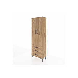 Arges Dolap Tek Raflı 3 Çekmeceli Tek Askılı 60x30x182 Çam-çam